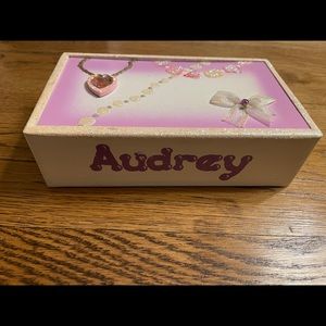Personalized Keepsake/jewelry box with “Audrey” on side